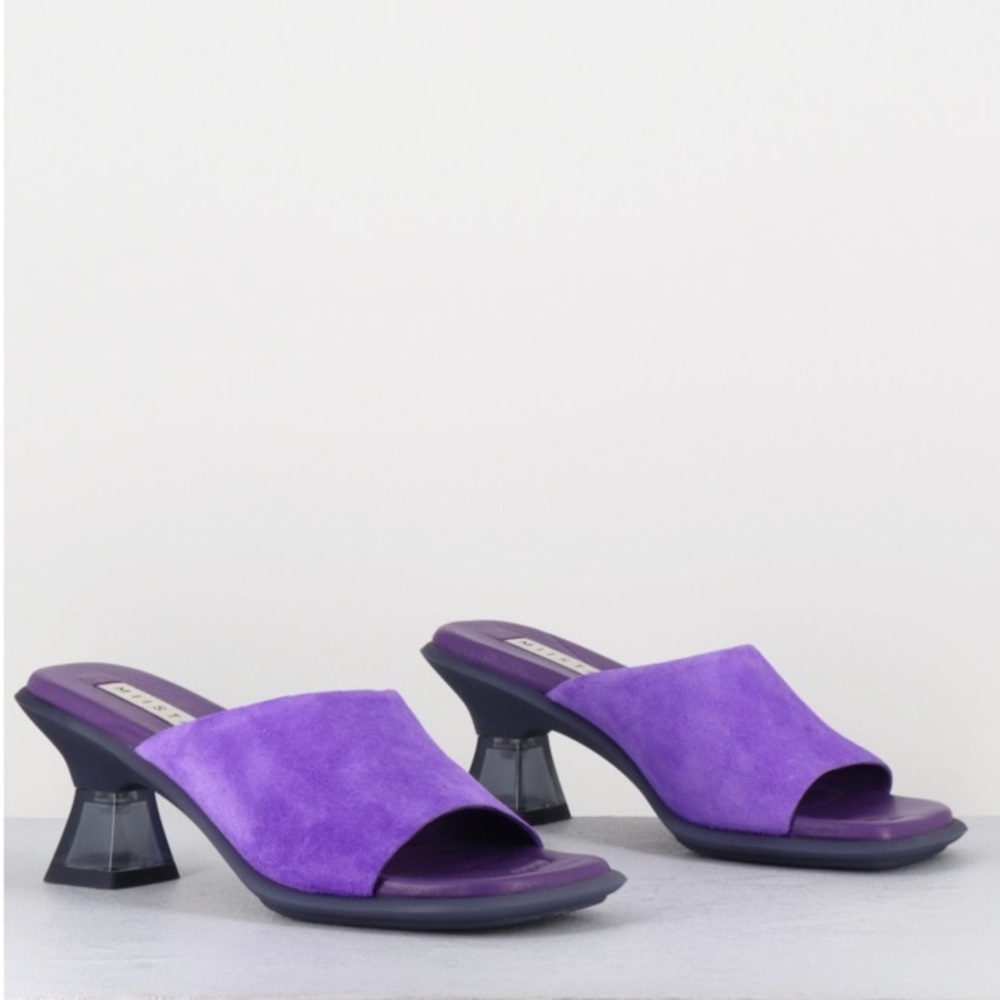 New Miista Synthia purple suede cushioned heeled Sandals US 8 - Picture 5 of 6